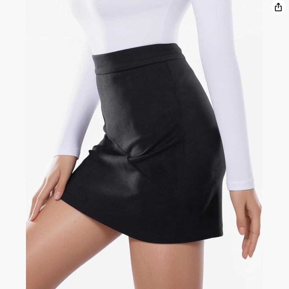 MANGOPOP Mini Faux Suede Skirt for Women High Waist Skirts